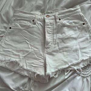 White denim shorts